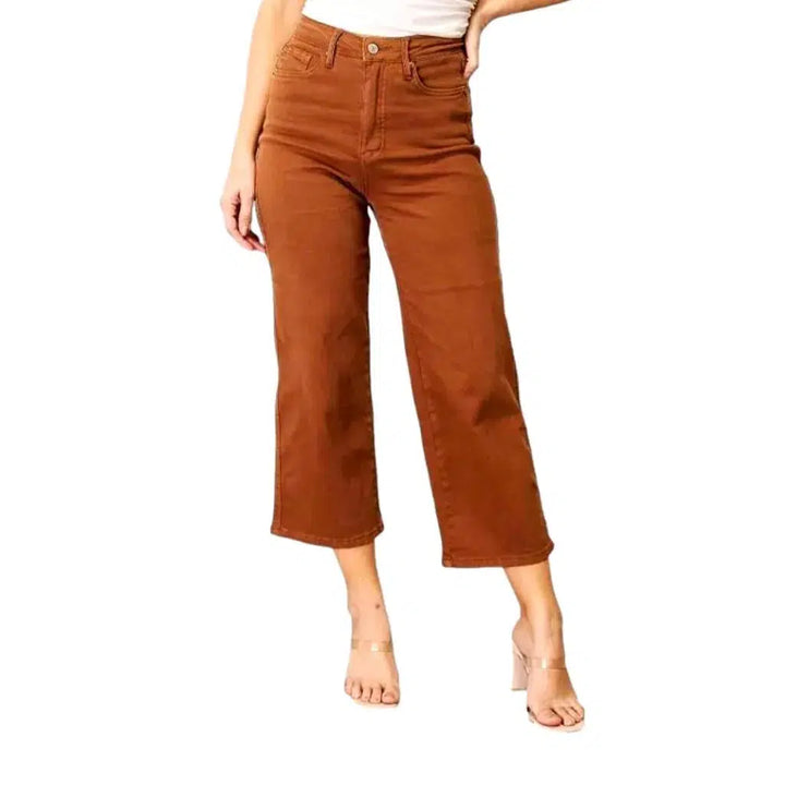 Color women's high-waist jeans