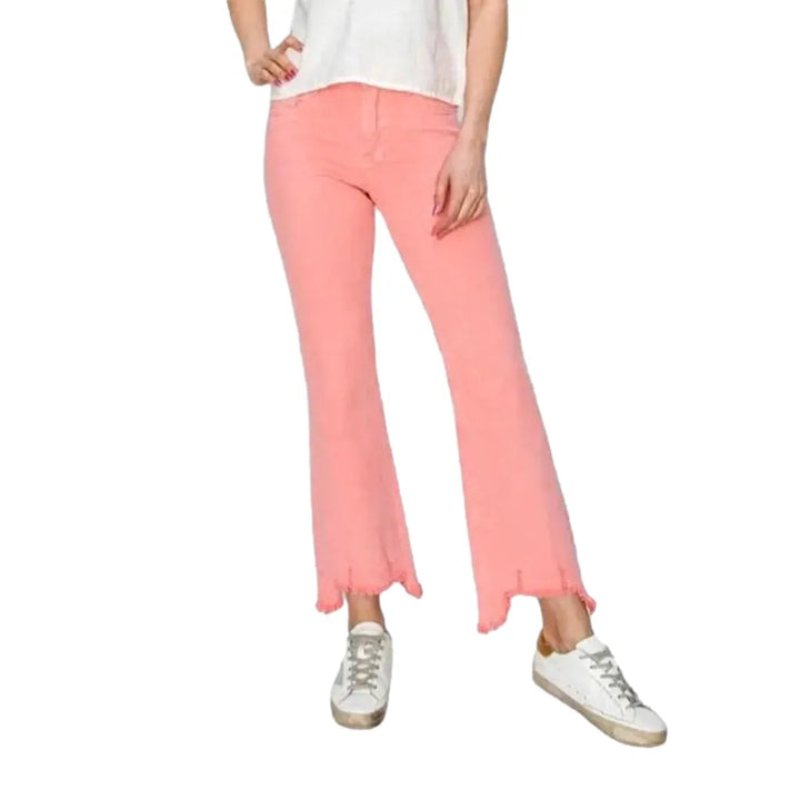 Color women's mid-waist jeans