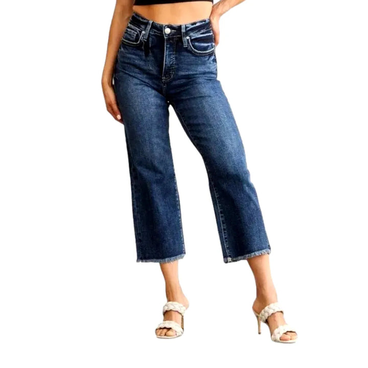 Cutoff-bottoms women's sanded jeans