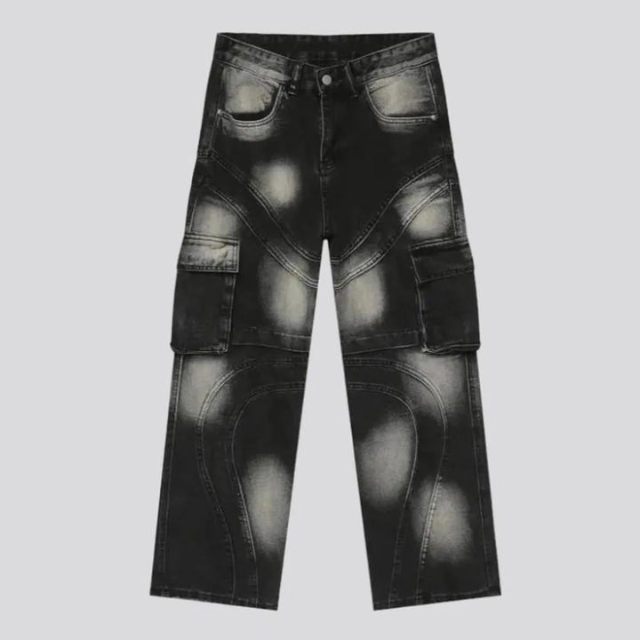 Sanded-stains men's fashion jeans