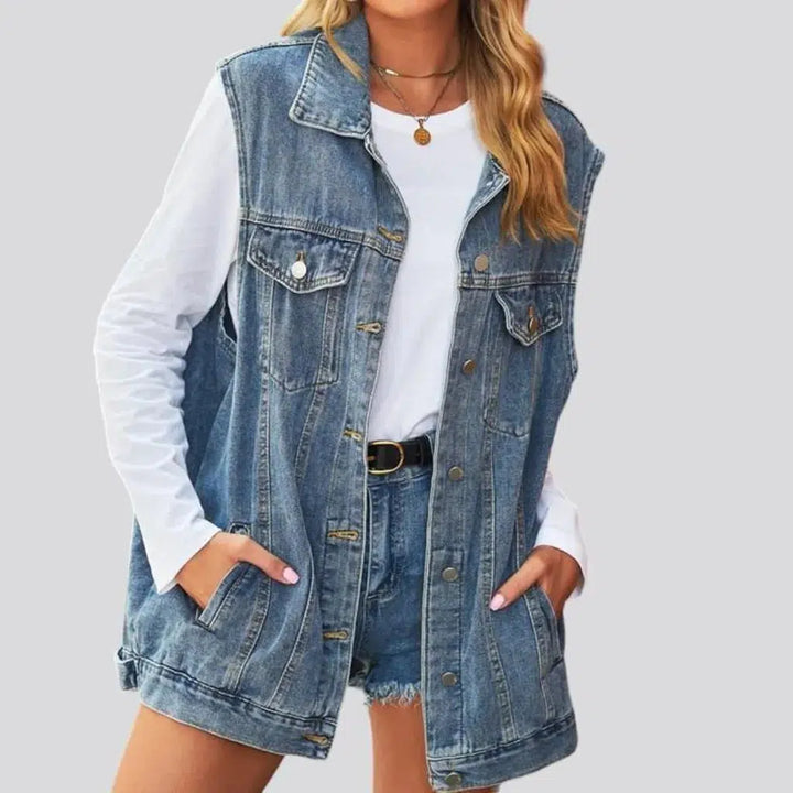 Stonewashed 90s jeans vest
 for women