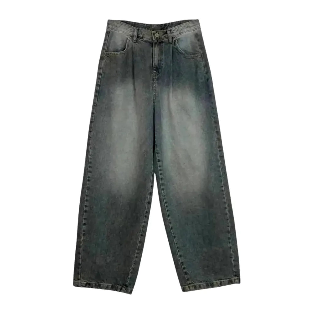 Pleated Waistline Baggy Jeans for Men - Blue