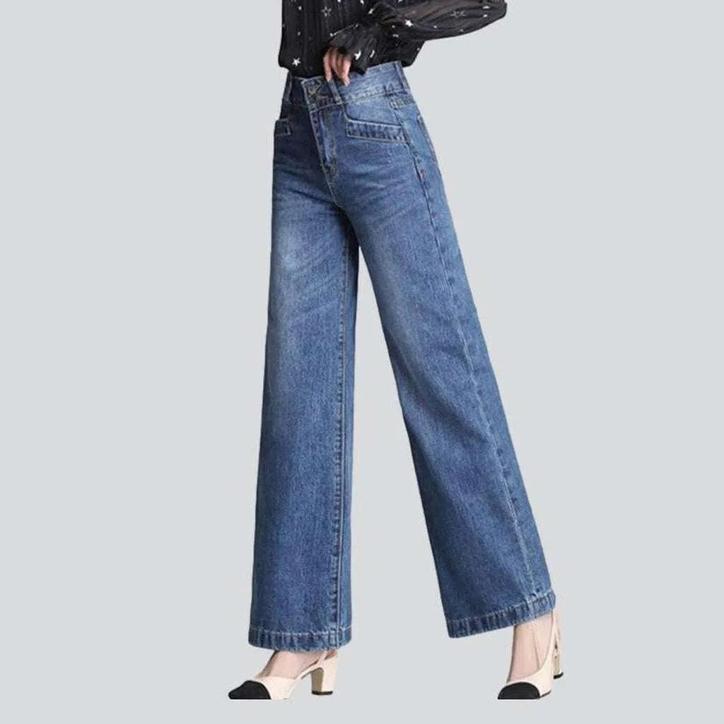 Wide leg women's stylish jeans