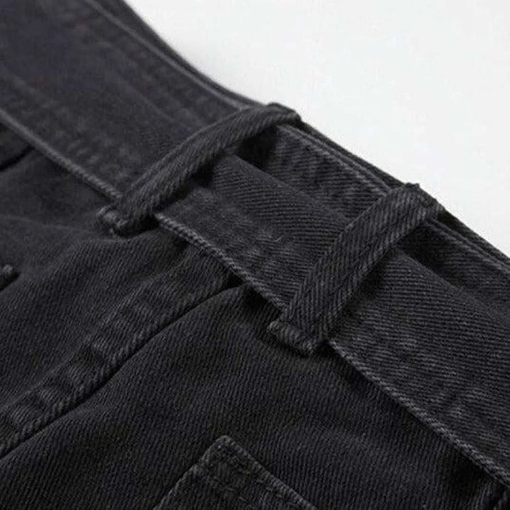 Black denim skirt with belt