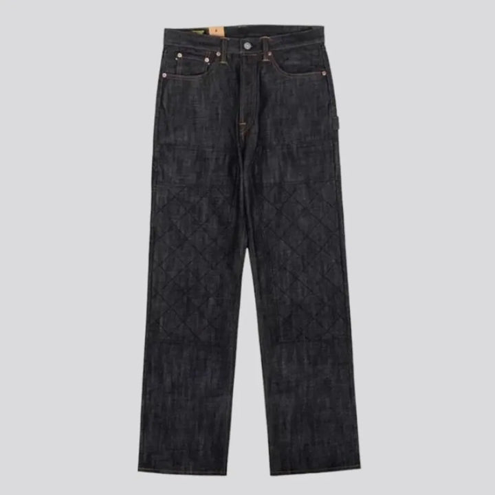 straight, dark-wash, selvedge, high-waist, 5-pockets, buttons, men's jeans | Jeans4you.shop