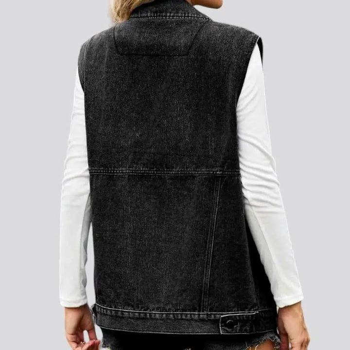 Stonewashed fashion denim vest
 for ladies