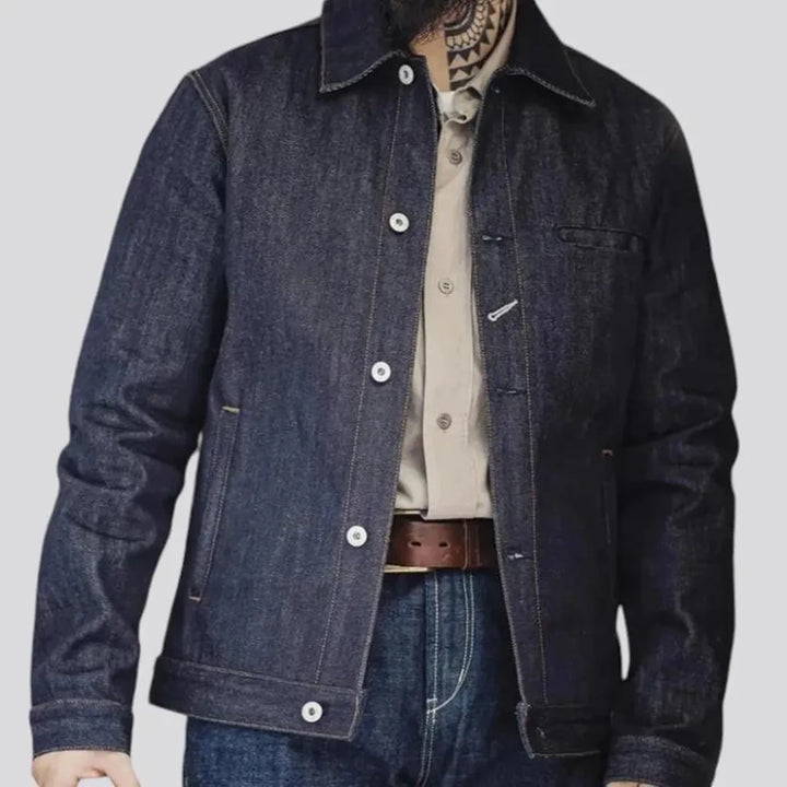 Raw casual classic denim jacket for men