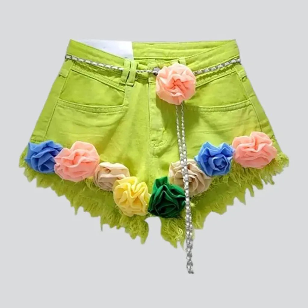 Y2k embellished denim shorts
 for women