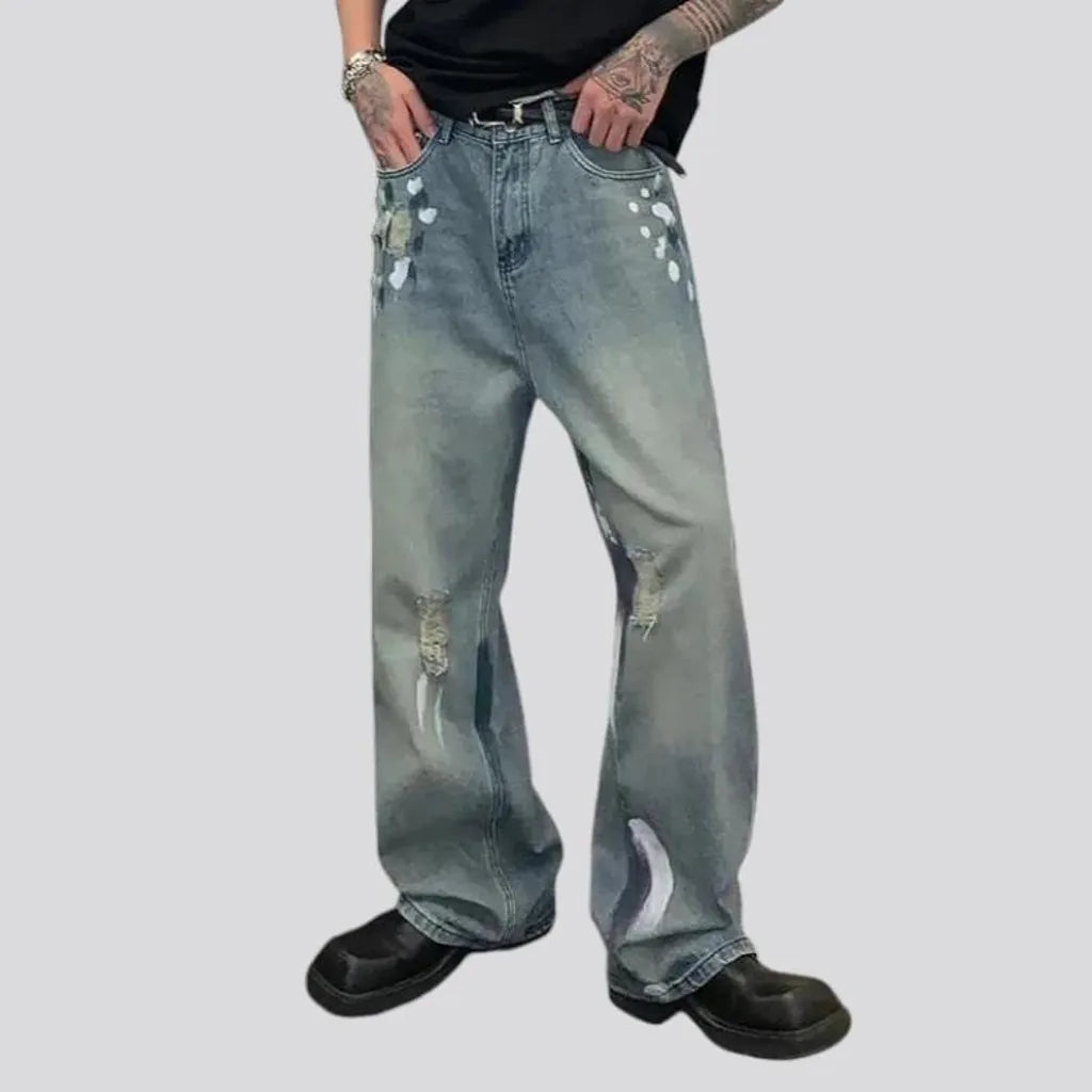 Boho grunge street style men's jeans