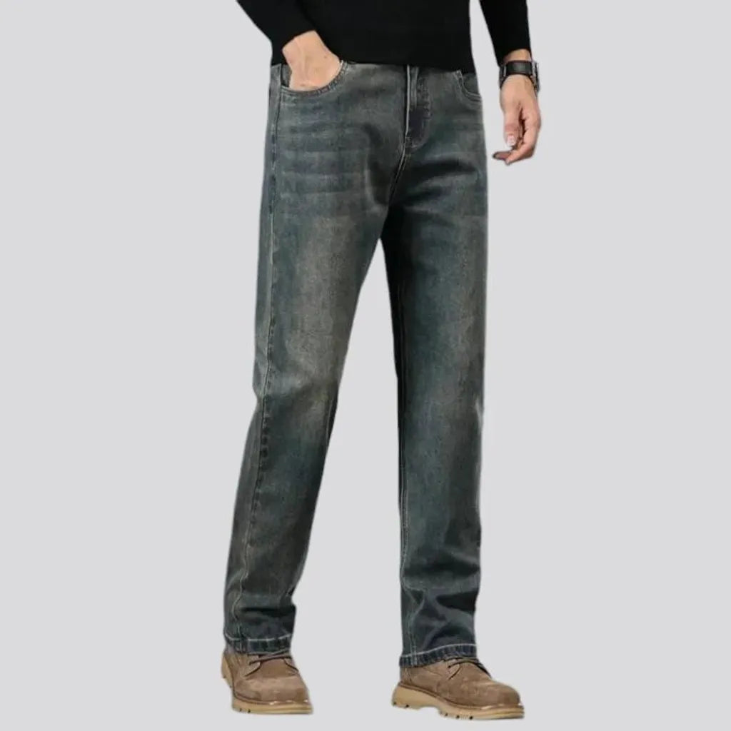 Tapered fit high rise men's jeans