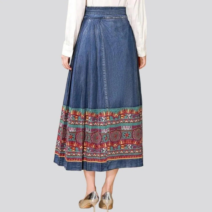 Long high-waist jean skirt
 for women