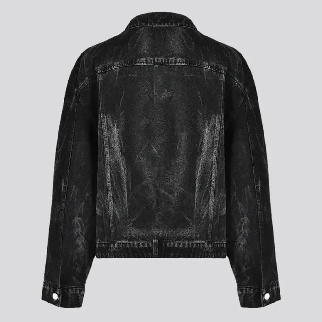 Black vintage denim jacket
 for ladies