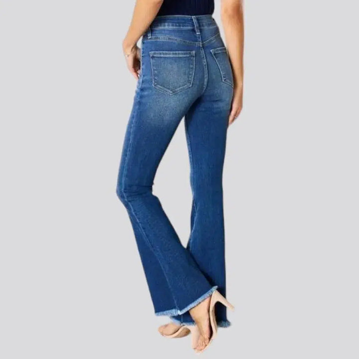 High-waist women's raw-hem jeans