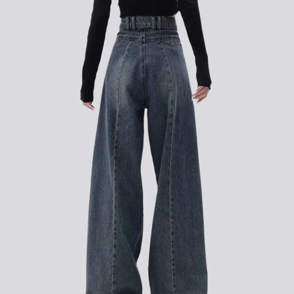 Pleated waistline fashion jeans