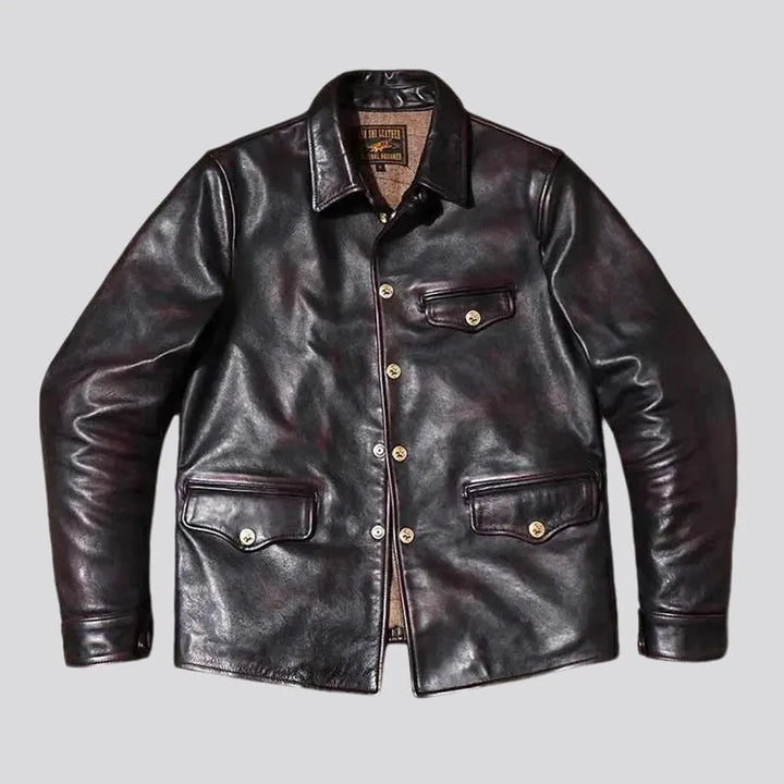 Biker style men's denim coat