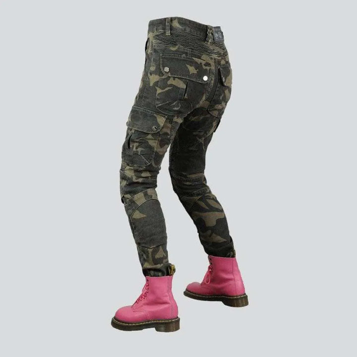 Military women's biker jeans