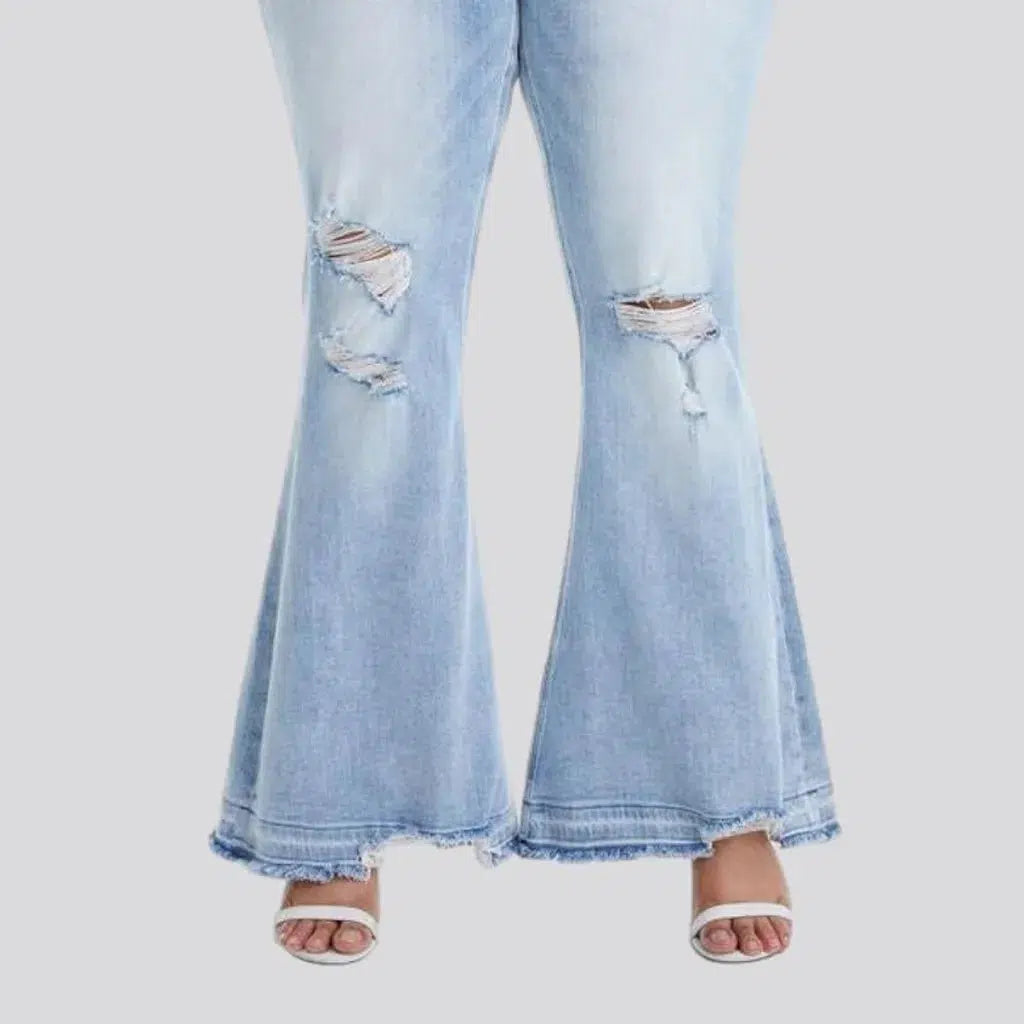 High-waist raw-hem jeans
 for ladies