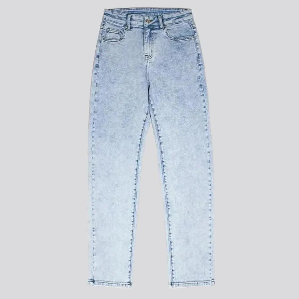 light-wash, mom, ice-wash, high-waist, zipper-button, 5-pockets, women's jeans | Jeans4you.shop