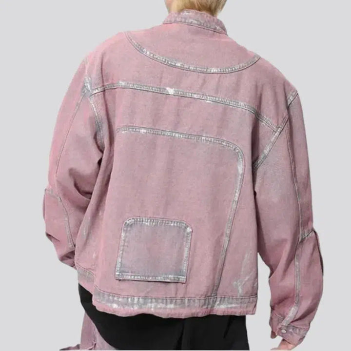 Y2k pink men's jean jacket