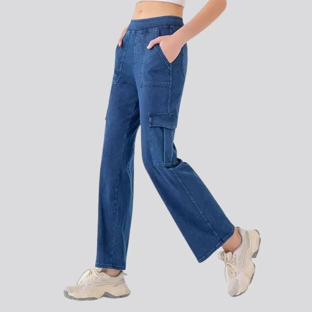 High-waist women's cargo jeans