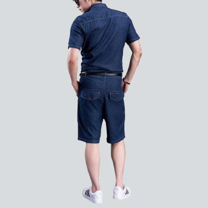 Casual men's denim overall shorts