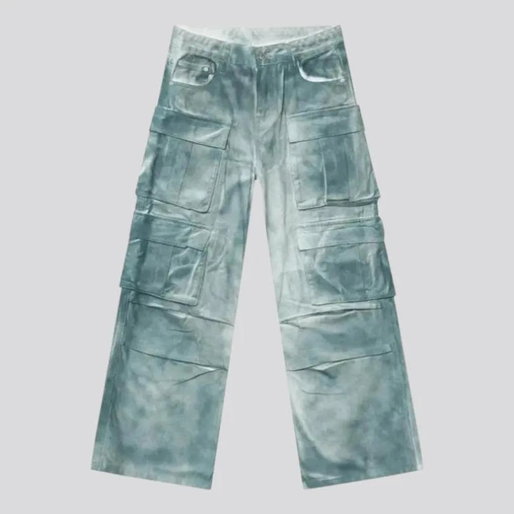 Mid-rise baggy boho men's denim pants