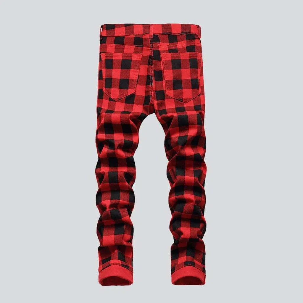 Checkered red men's jeans