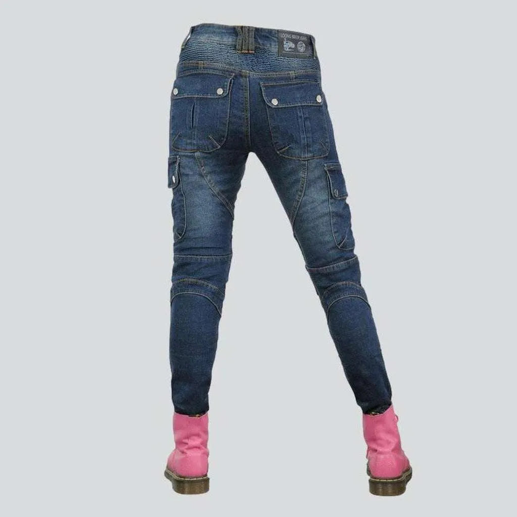 Medium wash women's biker jeans