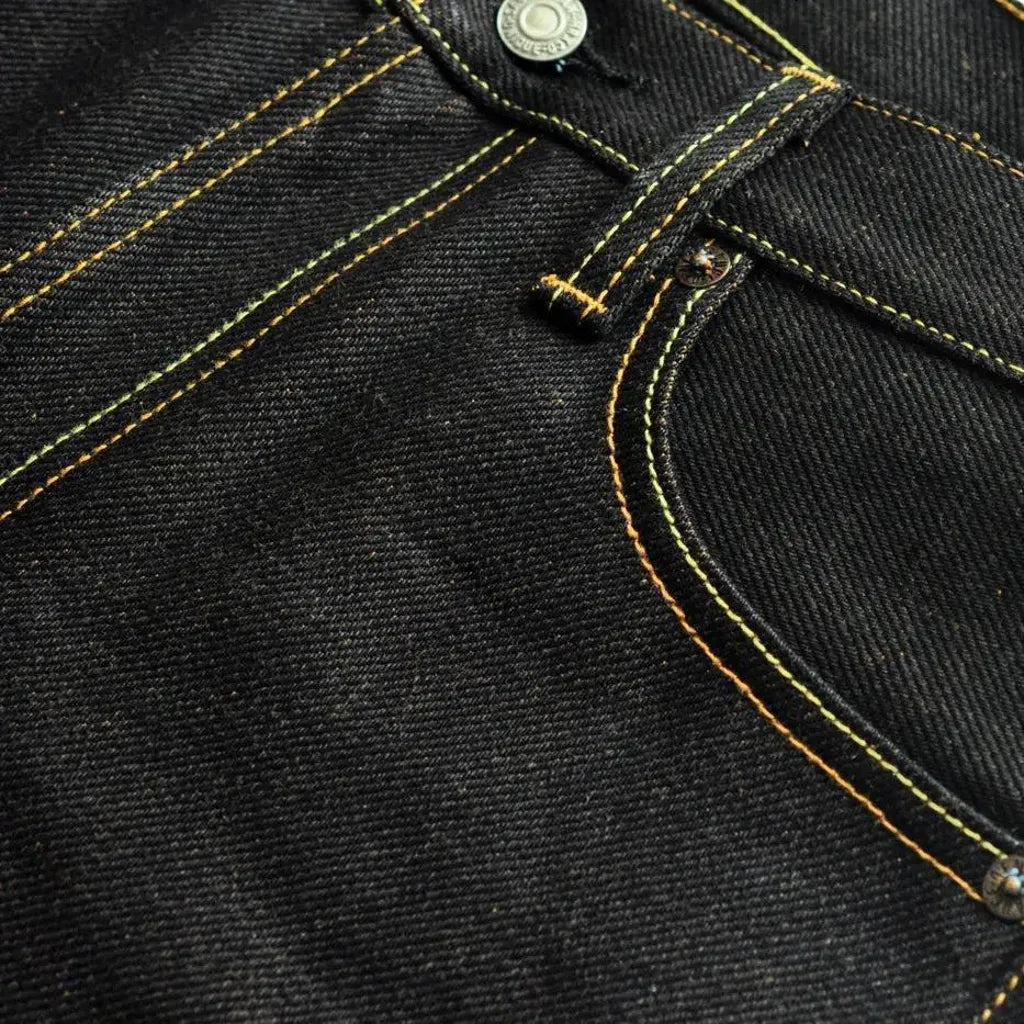 Selvedge men's high-waist jeans
