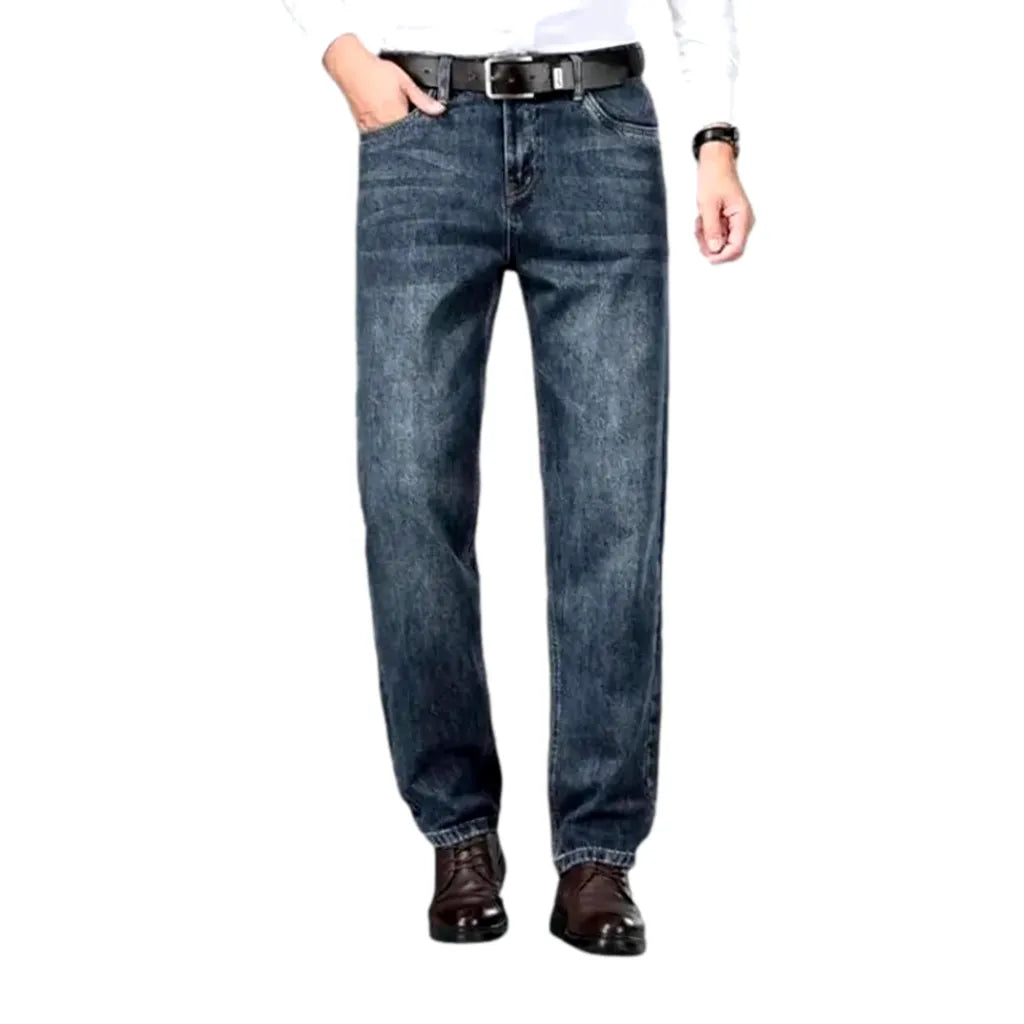 Stonewashed Tapered Fit Men's Jeans - Blue