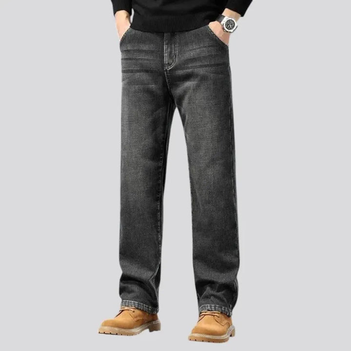 Straight fit dark faded men's jeans