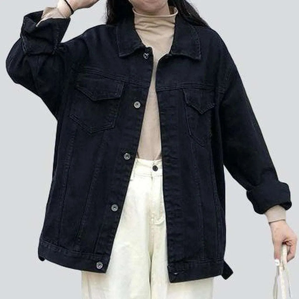Black oversized women's jeans jacket