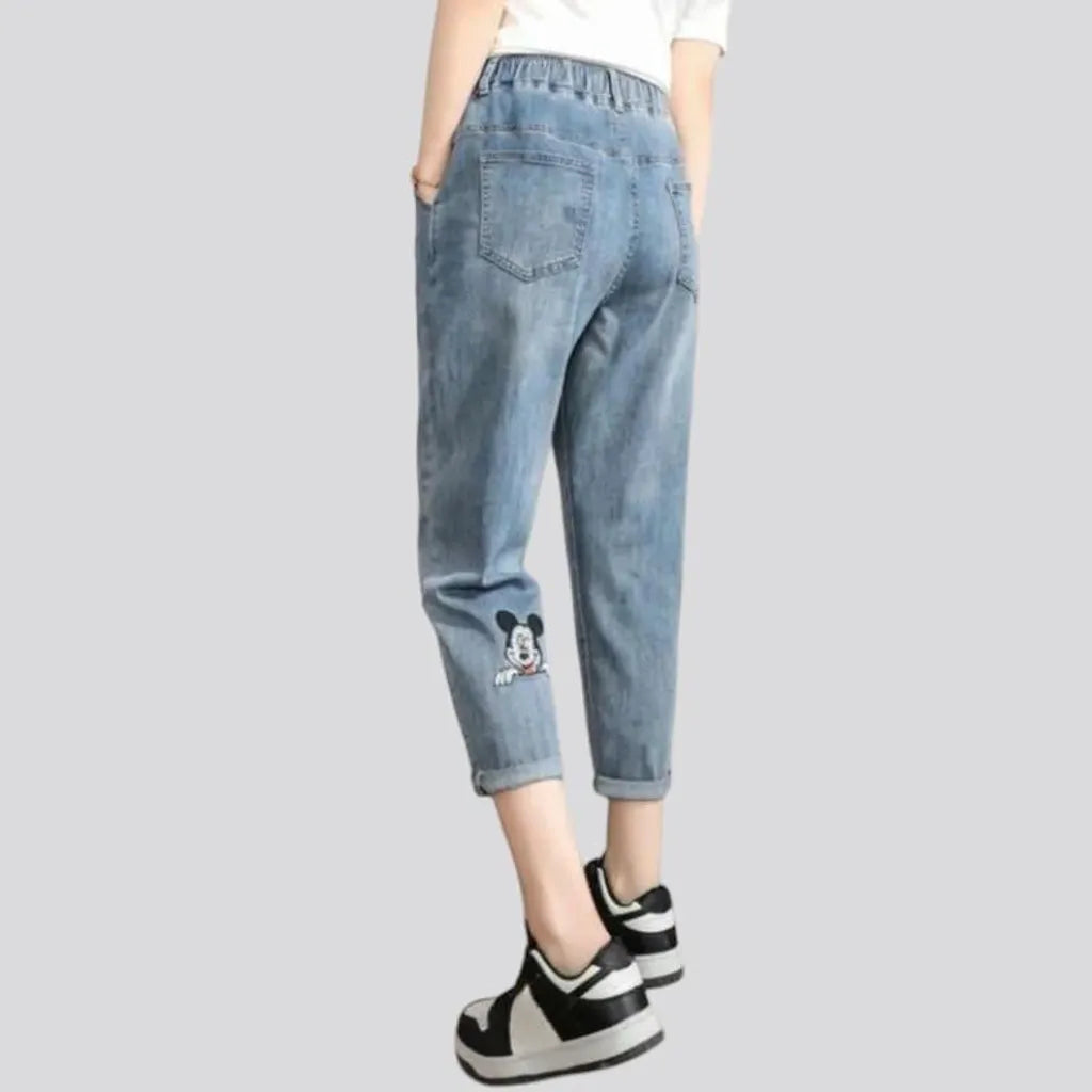 Street hight-waist denim pants
 for women