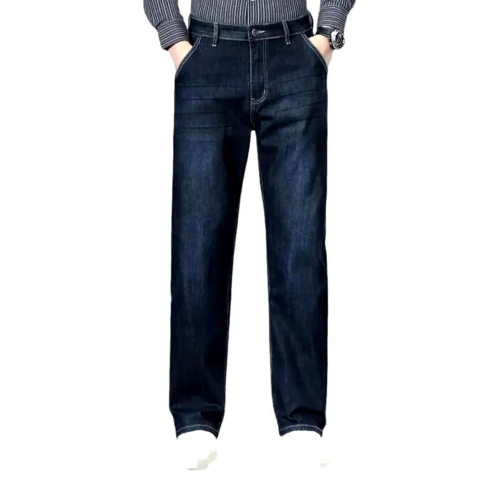 Classic Vintage Dark Wash Jeans for Men - Dark Blue