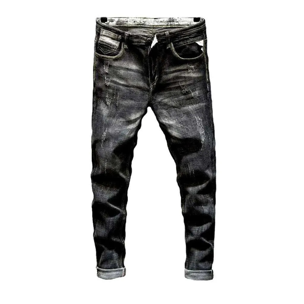 Dark grey torn men's jeans