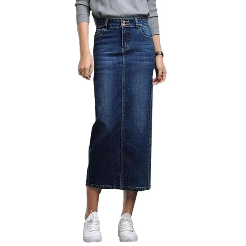 Dark long women's jeans skirt