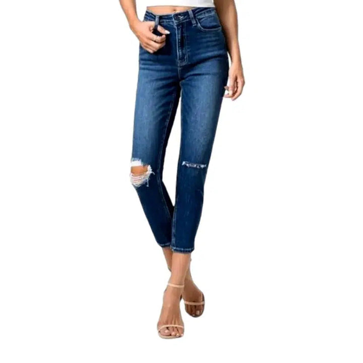 Dark-wash ankle-length jeans for ladies