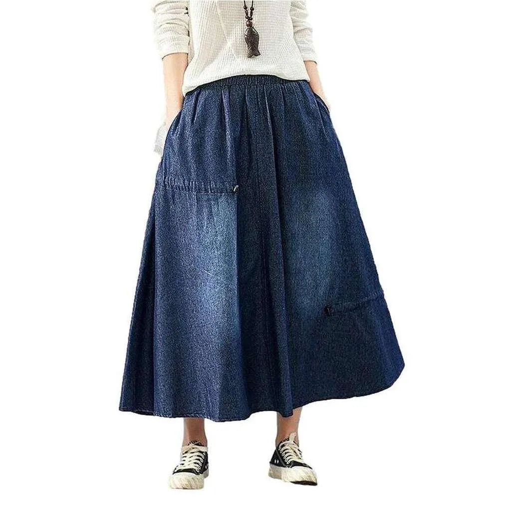 Dark wash street style skirt