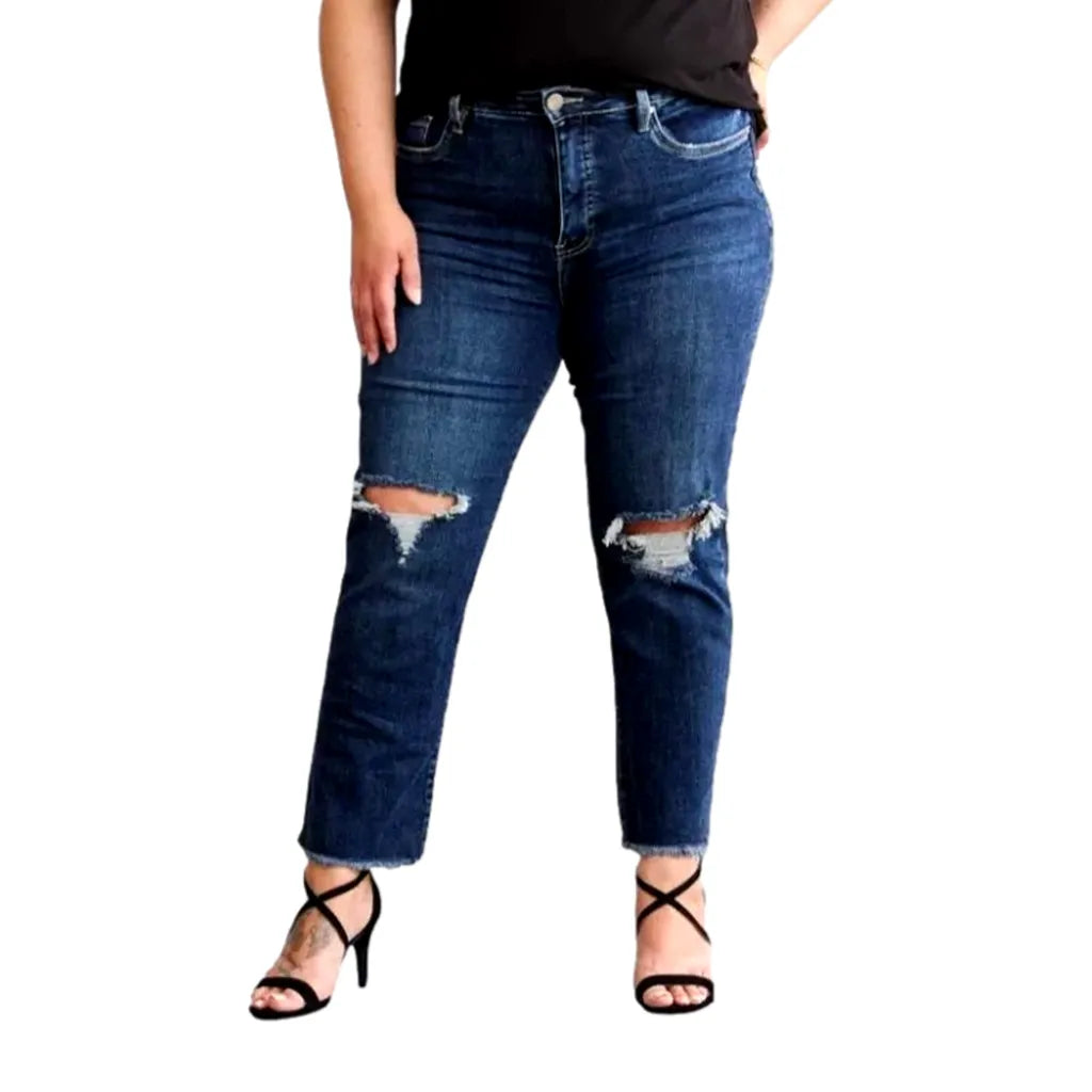 Dark-wash whiskered jeans
 for women