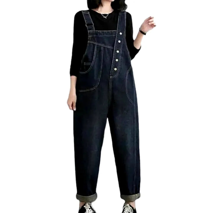 Dark Wash Women's Denim Dungaree - Dark Blue