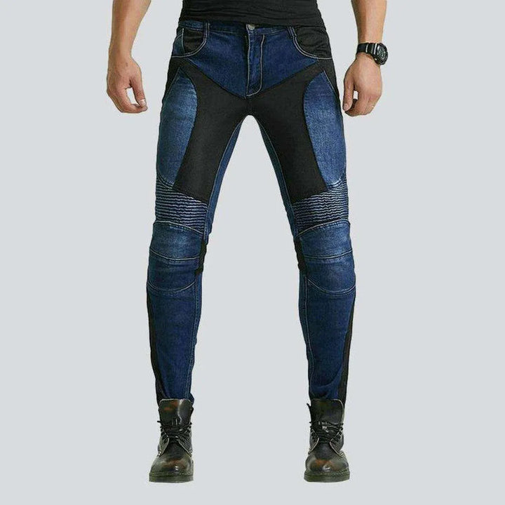 Breathable mesh men's biker jeans