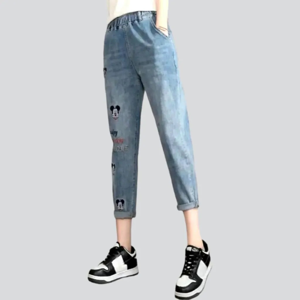 Street hight-waist denim pants
 for women
