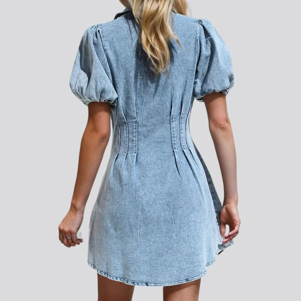 Fit-and-flare mini denim dress
 for women
