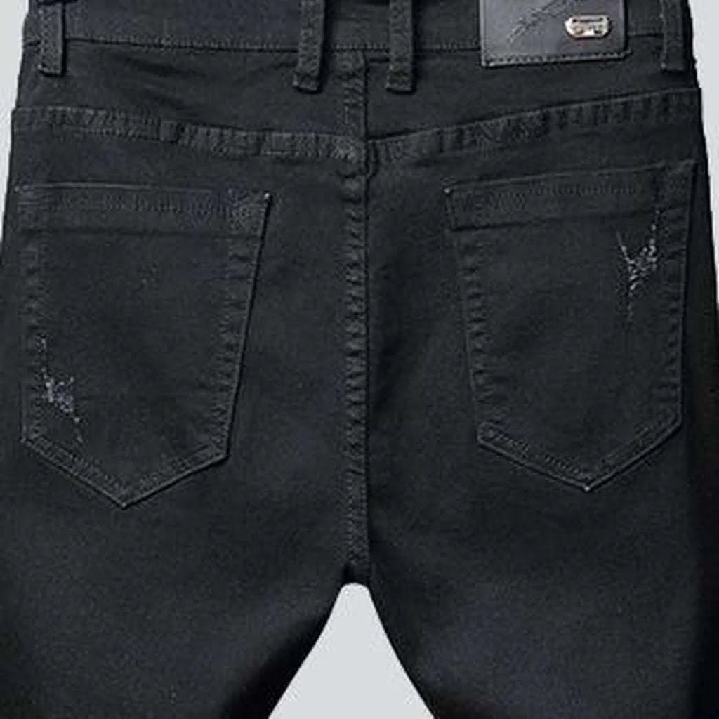 Embroidered men's black jeans