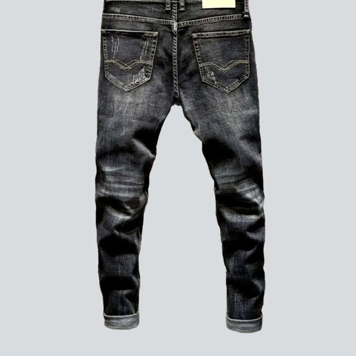 Dark grey torn men's jeans