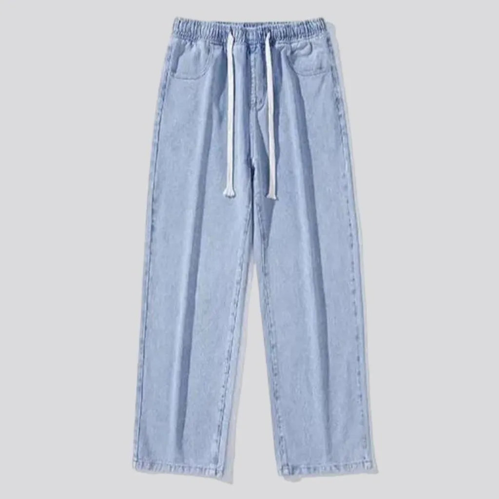 baggy, vintage, stonewashed, floor-length, high-waist, diagonal-pockets, drawstrings, men's jeans | Jeans4you.shop