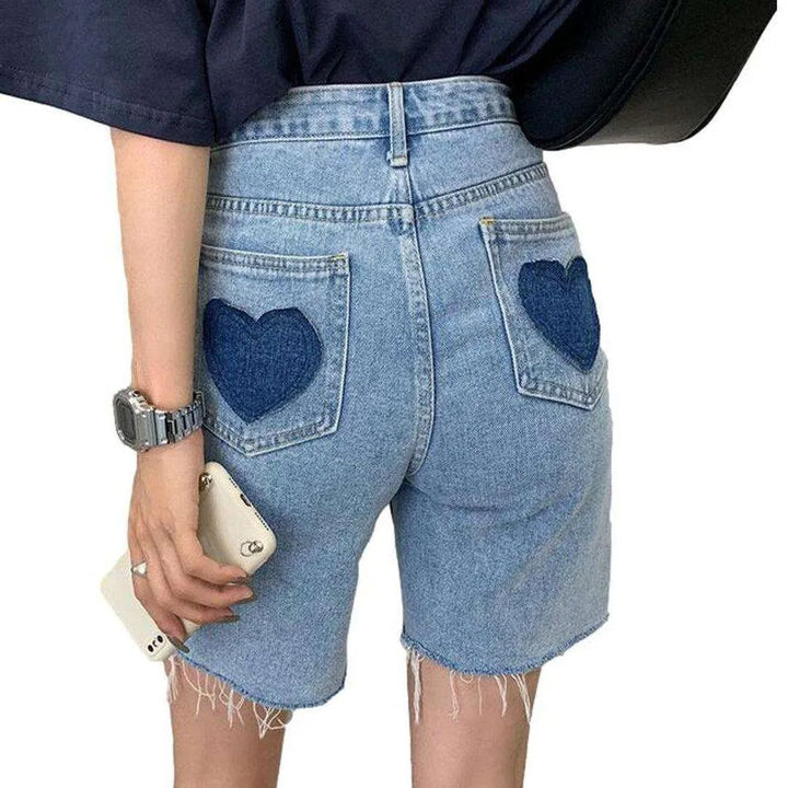 Painted with hearts jeans shorts