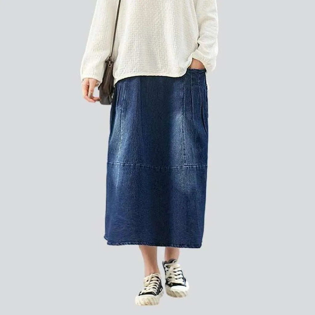 Street fashion long denim skirt