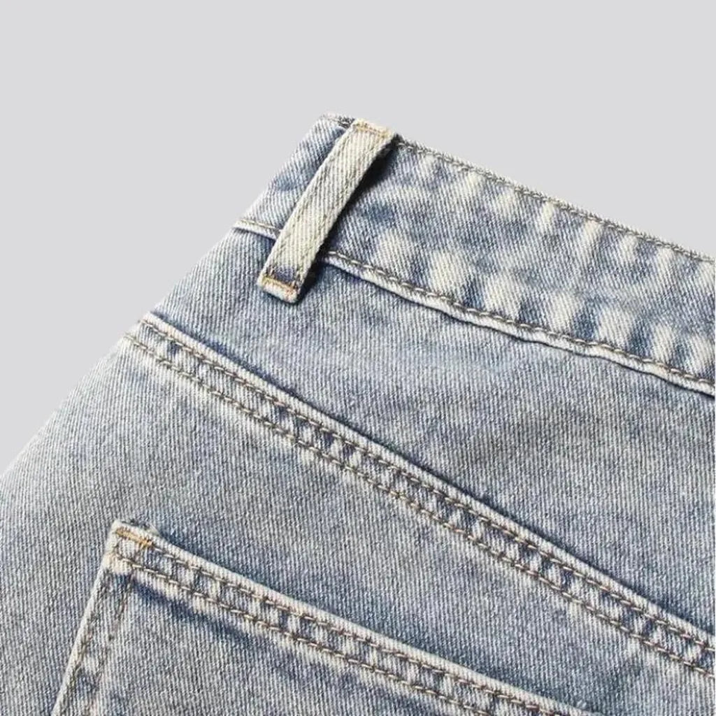 Hollow out high-waist jean skirt