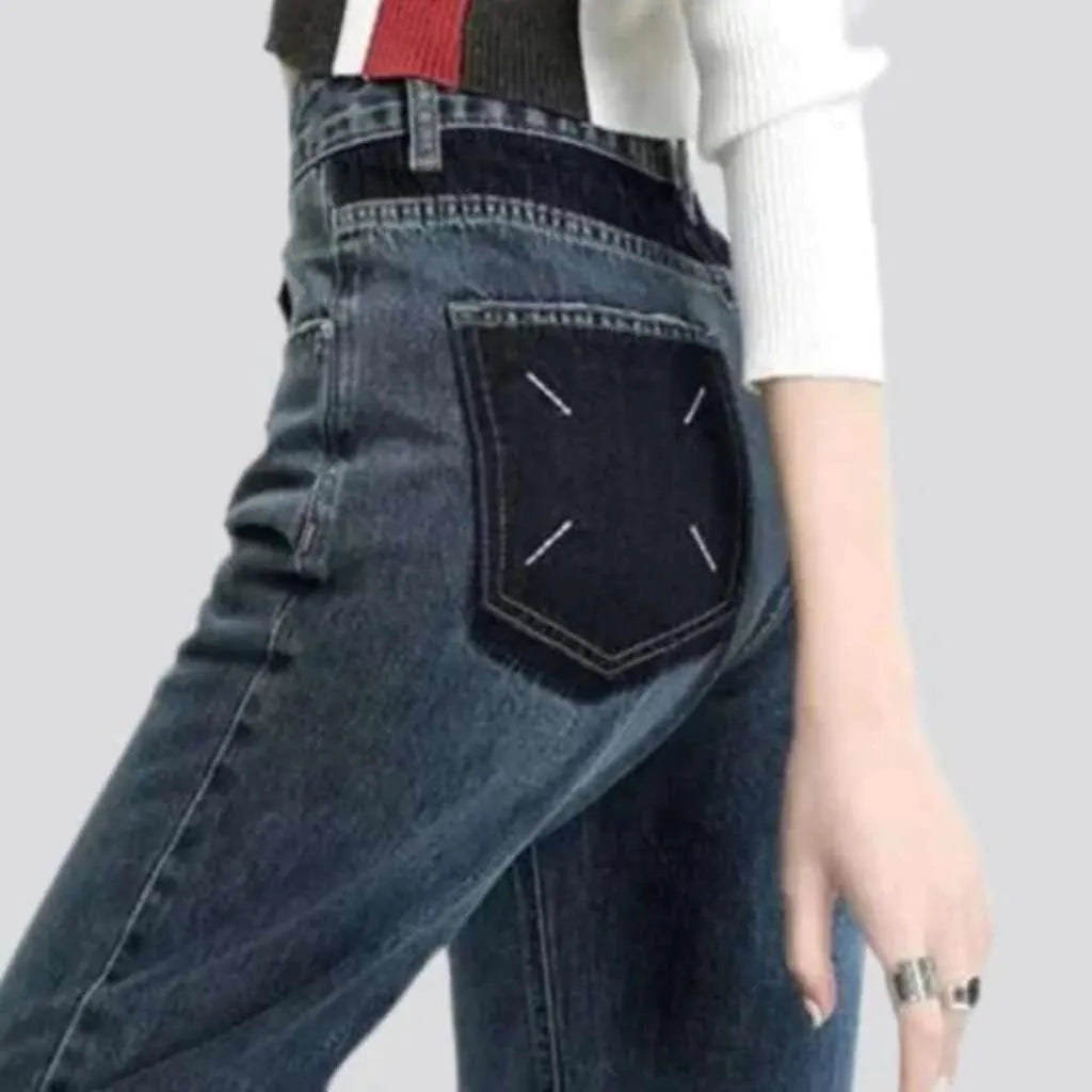 Patched back pocket women's jeans
